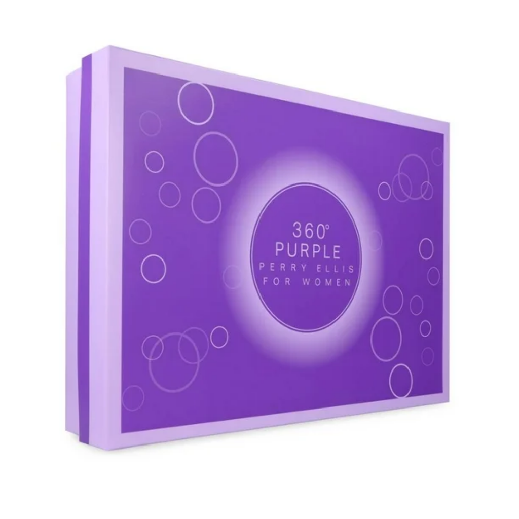 Set Perry Ellis 360° Purple Mujer EDP 100ml + Mini + Shower Gel + Body Mist Original