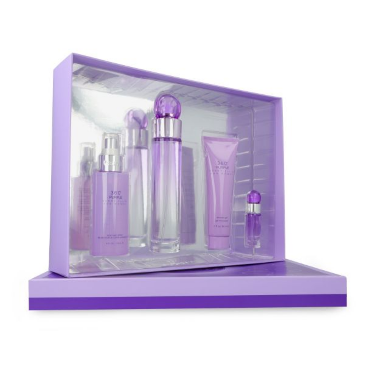 Set Perry Ellis 360° Purple Mujer EDP 100ml + Mini + Shower Gel + Body Mist Original